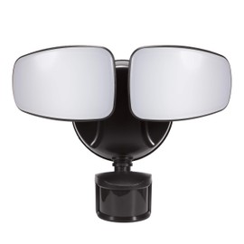 LIT-PaTH Dusk to Dawn LED Security Light, Outdoor Flood Light with Motion Sensor, 30W 2000 Lumens, 2 Adjustable Heads, Water-Proof, Bronze Finish-5000K, 1-Pack