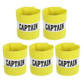 sourcing map Soccer Captain Armband, Captain Arm Bands for Soccer Elastic Captain C Arm Band Sports Captain Armbands for Football Team Training Youth & Adult Yellow, Pack of 5