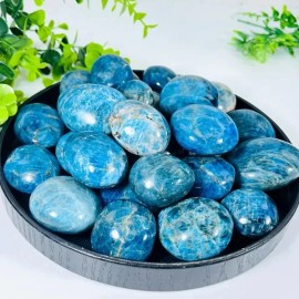 Wholesale Polished Gemstone Healing Stone Blue Apatite Palm Stone Blue Apatite Pocket Stone for Home DecorationColor: Blue Apatite Palm Stone, Size: One Size