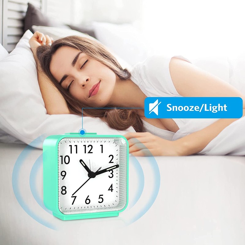AMIR Analog Alarm Clock, Silent Non Ticking Small Clock, Travel