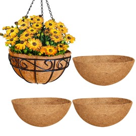 QYCX 4 Pcs Coco Liners for Planters, Planter Liner 16" Round Hanging Basket Liners Coconut Fiber Liners Coco Liners Hanging Basket Trough Coconut Coir for Planter Flower Garden Pot Vegetables Herb
