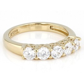 JTV Elegant White Cubic Zirconia Silver Band Ring for Women (Yellow Gold Plated Silver, 10)