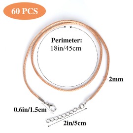 NEBURORA Pack of 60 Necklace Cords 2 mm Waxed Necklace Cord with Clasp 20 Inches 6 Colours Waxed Cotton Cord Necklace for DIY Bracelet, Necklace, Jewellery Making