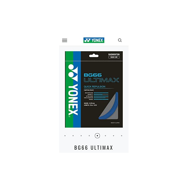 Yonex Badminton String BG 66 Ultimax |Blue |Gauge 0.65mm|Quik Repulsion