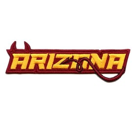 Arizona State Horned Tail Patch Football College Team Embroidered Iron On, Orange, 4.5" Wide X 1.5" Tall