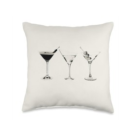 Vintage Olive Martini Espresso Martini Summer Cocktail Throw Pillow