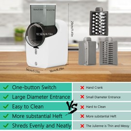 Electric Cheese Grater, Vegetable Shredder with 3 Well-designed Blades, Electric Salad Machine for Cheeses, Fruits and Vegetables, Electric Slicer Shredder for Home Kitchen Use (White)