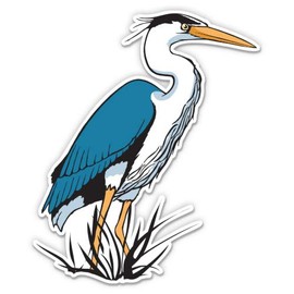 Great Blue Heron - 5" Vinyl Sticker - for Car Laptop I-Pad - Waterproof Decal