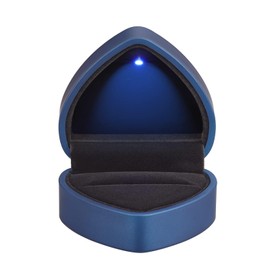 Ziranee LED Ring Box with LED Light,Luxury Heart-Shaped Elegant Wedding & Engagement Jewelry Case with Velvet Interior for Proposals,Anniversaries,Valentine's Day（Blue）