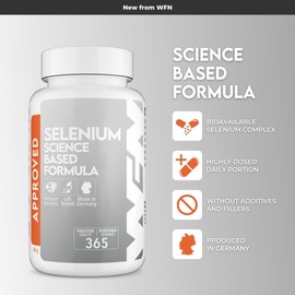 WORLD'S FOOD NUTRITION WFN Approved Selenium Complex - Selenium 200mcg - 365 Tablets (1-Year Supply) - with Sodium Selenite, Selenomethionine & Selenium Yeast - Vegan Supplement - Produced & Tested in Germany