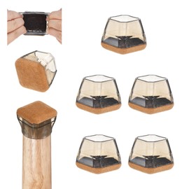 M METERXITY 8-Pack Chair Leg Floor Protectors, Fit 0.86-1.1" Silicone Pads with Felt Pads Furniture Leg Covers for Chair/Table in Hardwood Floors/Tile Floors Clear Silicone Cups [Black]