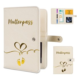 Maternity Log Cover Made of Faux Leather with Compartments for Storing Insurance Cards, Ultrasound Pictures and Mothers Vaccination Certificate Cover - Announce Pregnancy Gift