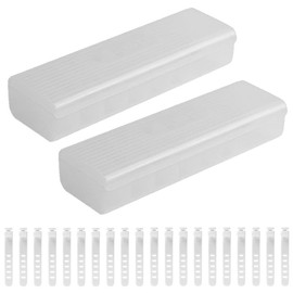 2 Pieces Data Cable Storage Box, Grid Cable Management Box, Hub Sorting Box with Lid, Transparent, 7 Compartments, Power Cord/Socket, Sorting Case with 20 Cable Ties (White)