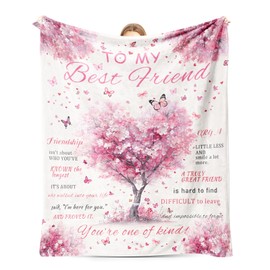 for Women, Ultra Soft Flannel Friendship Blanket (50"x60"), Thoughtful Birthday, Christmas, for Her, Sister Keepsake, BFF Present (hearttree)