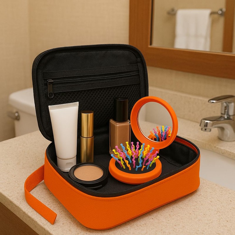 3 Pack Folding Hairbrush With Mirror Compact Pocket Size Travel