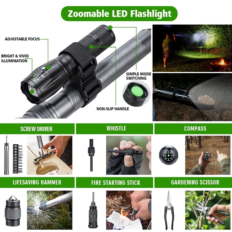 ZENHOSIT Multifunctional Folding Tactical Shovel Hatchet Combo - With Axe,