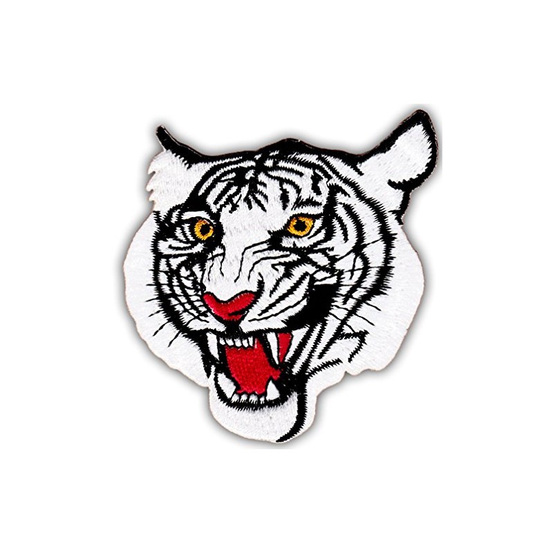 White Tiger Head Sew-On Badge / Iron-On Patch ca. 7.5
