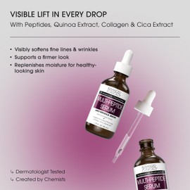 Advanced Clinicals Multi Peptides Serum For Face | Visible Anti Aging Hydrating Collagen Peptide Facial Serum With Vitamin E Helps Improve Look Of Wrinkles, Puffiness, & Uneven Skin Tone, 1.75 Fl Oz