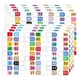 Number Index Labels Multicolor Alphabet Tabs 1-50 1-100 Tab Dividers Stickers for 3 Ring Binders Notebook Classify Files Contents Page Address Book Folder (1-100)
