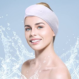 30 Paquetes Diademas de Spa Banda Facial de Maquillaje para Lavarse Cara Ducha Baño Deporte Envoltura Niñas Toalla Ajustable de Poliéster con Gancho y