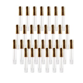 30 tubos vacíos de brillo de labios de 10 ml, contenedor de bálsamo labial recargable para maquillaje de bricolaje como muestras de labios, bálsamo labial casero (dorado)
