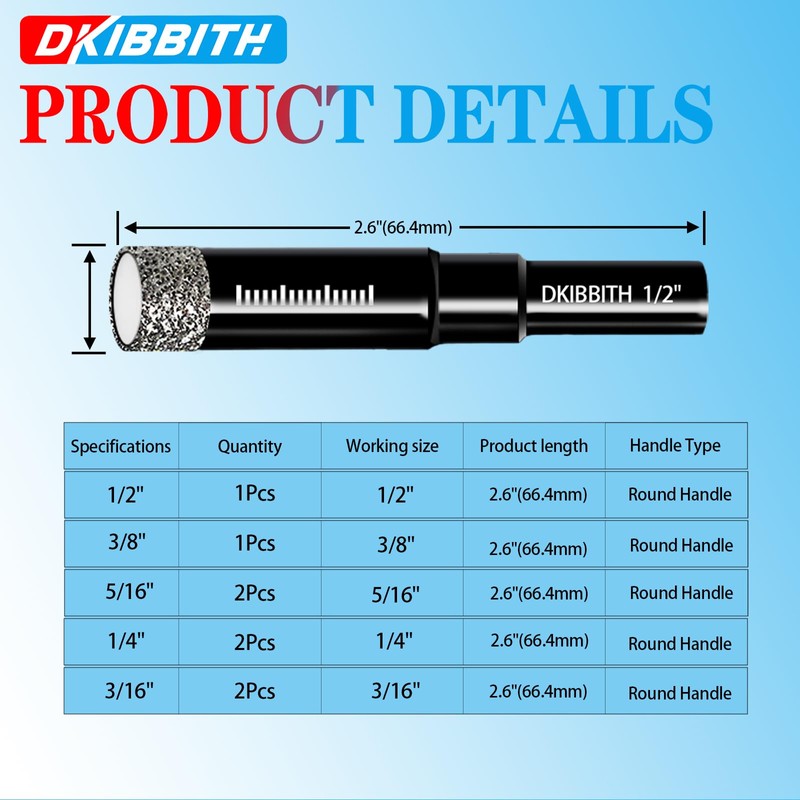 8 Pack Diamond Drill Bits Set for Granite Ceramic Marble