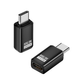 QIANRENON 80Gbps USB C Data Adapter Extender PD240W USB Type C Male to Female Fast Charging Connector USB4 2.0 C Full Function 48V5A 8K@60Hz, Al Alloy Shell, for Thunderbolt 5 Phone Tablet PC, 2Pcs