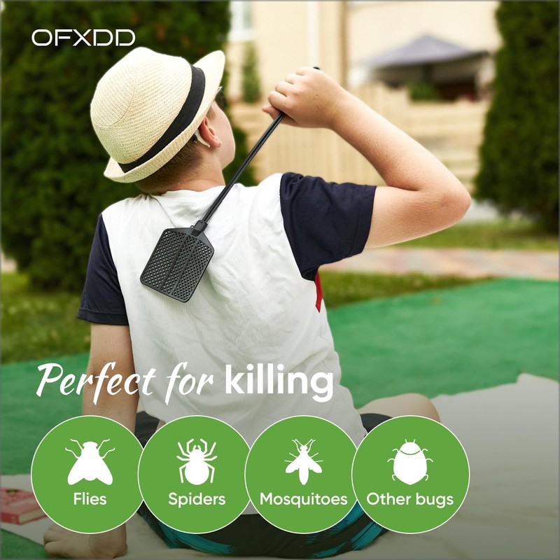 OFXDD Rubber Fly Swatter, Long Fly Swatter Pack, Fly Swatter