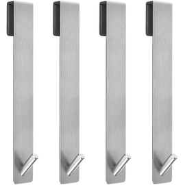 Kontoyo Shower Door Hooks(10 Inch),Extended Over Door Hooks for Bathroom Frameless Glass Shower Door,Stainless Steel Towel Hooks,Heavy Duty Rack Hooks for Robe,Towel-4 Pack-Silver
