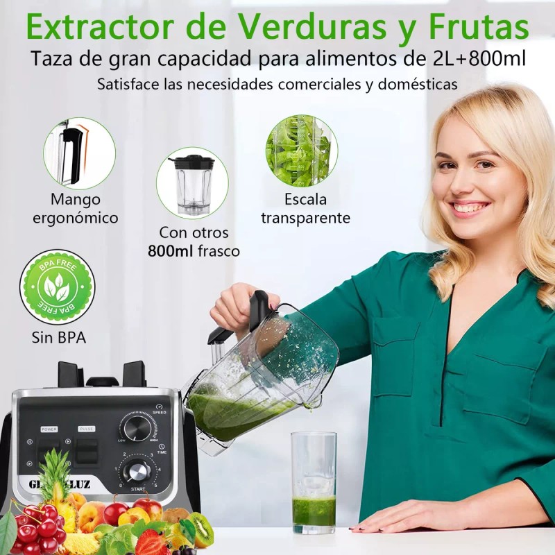Moñinar Licuadora Profesional Uso Rudo,blender Para Hielo,1800w 2l