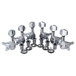 Guyker Guitar Locking Tuners (3L + 3R Handed) - 1:18 Lock String Tuning Key Pegs Machine Head with Hexagonal Handle Replacement for ST TL SG LP Style Electric, Folk or Acoustic Guitars - Chrome