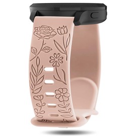 Inhosper Floral Engraved Bands Compatible with Garmin Venu 4 45mm/Vivoactive 4/Venu 3/Venu 2 45mm, 22mm Soft Silicone Flower Pattern Wristband for Garmin Forerunner 255/255 Music/265/745 Smart Watch