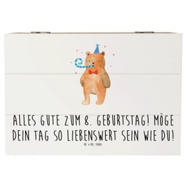 Mr. & Mrs. Panda 22 x 15 cm Holzkiste 8. Geburtstag - Geschenk, herzerwärmend, Glückwunsch, liebenswert wie du, Schatulle, Geburtstagsparty,