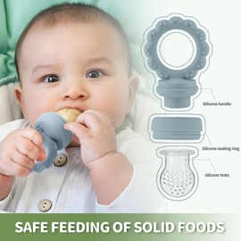 Olabocio Baby Fruit Feeder with Mini Freezer Tray, 2 Pack Silicone Baby Food Feeder for Batch Prep, Breastmilk Popsicle Molds, includes 2 Extra Pouches and Lids, Dishwasher Safe, BPA Free