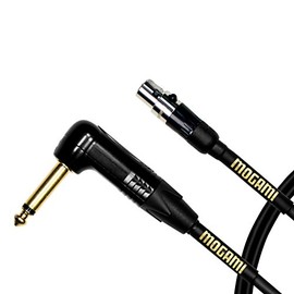 Mogami Gold BPSH TS-30R Belt Pack Instrument Cable for Wireless Instrument Systems, 1/4" TS Male Plug to Mini XLR-Female 4-Pin, Right Angle to Straight Connectors, 30 Inch