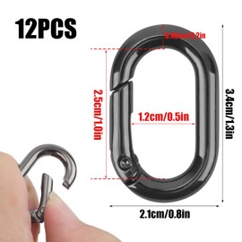 12 Pcs Carabiner Clip, Mini Carabiner Clip for Keys Heavy Duty Spring Snap Hook Small Metal Spring Oval Rings Round Carabiner for Outdoor Camping Hiking Fishing Key Chain