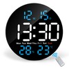 Lafocuse 10" LED Large Digital Wall Clock Round with Remote