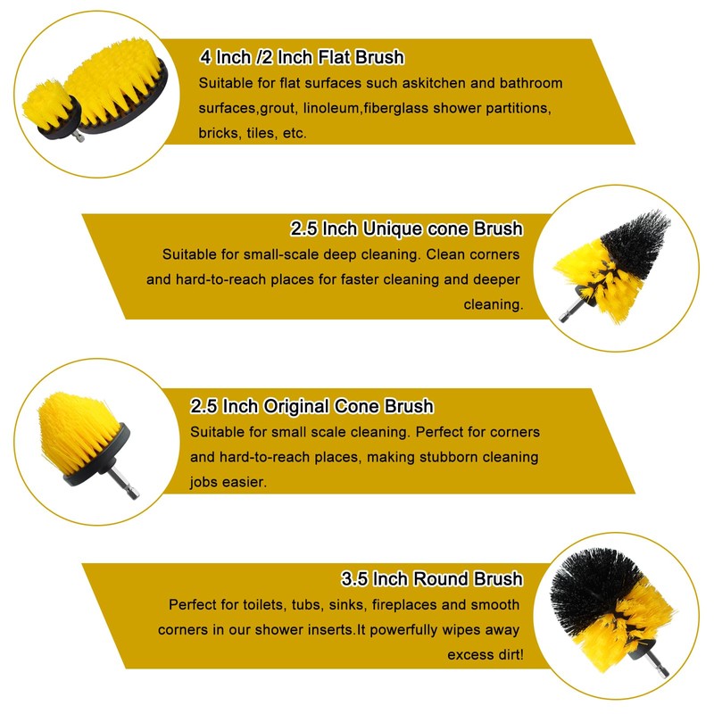 6 Piece Drill Brush Attachment Set-Drill Brush Cleaning Brushes Set
