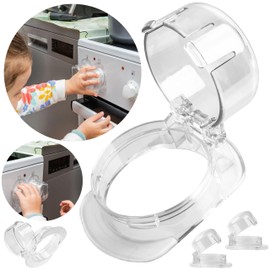 Cooker Safety Knobs, Pack of 3, Transparent, for Control Knobs with Max. Diameter 47 x 37 mm, Minimum 57 mm Knob Spacing, Cooker Knobs Baby Lock, Cooker Protection Control Knob Children, Baby Oven