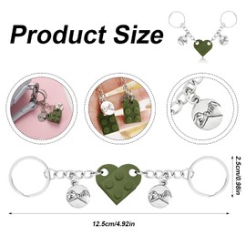 Matching Brick Heart Keychain for Couples, Custom Couple Key Chain Pinky Promise Pendant Cute Couple & Friendship Gifts for Boyfriend Girlfriend Friend Couples(Dark Green)