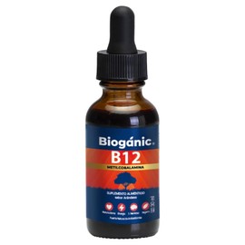Suplemento Alimenticio Vitamina B12 Metilcobalamina 30ml | Bioganic | Vitamina Liquida Sublingual Sabor Arándano y Apta para Veganos