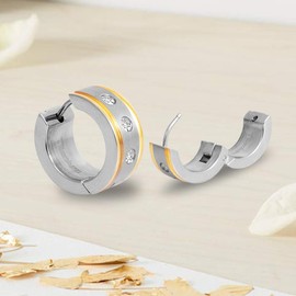 Titanium Earrings for Sensitive Ears, Titanium Hoop Earrings for Men and Women, Hypoallergenic (IP Gold + Silver 10 mm)