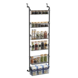 Home Over The Door Pantry Organizer Cabinet Organization And Storage Black Hanging Basket Wall Spice Rack Seasoning Shelvescolor: Black, Layer: 6 Layer