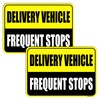 GEEKBEAR Delivery Vehicle Frequent Stops Sign (Yellow/Black, 2 Pack)