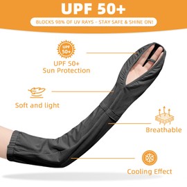 RainFlowwer UPF 50+ Arm Sleeves for Women- Sleeves to Cover Arms with Ice Cooling for Outdoor (Black)