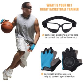 Basketball Dribbling Finger Training Anti Grip Ball Handle Train Gloves, Basketball Goggles Dribble Eyewear Glasses Goggles for Kids Youth Adult Adolescent Golf Rugby Soccer (for Adult)