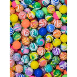 Hobby Monsters 144 Mini Bouncy Balls 27mm (1") – Marbleized, Multicolor, Solid Hi-Bounce Toys