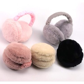 GEOOT Winter Cute Creative Burger Earmuffs Fluffy Headband Faux Fur Outdoor Earmuffs (Black)