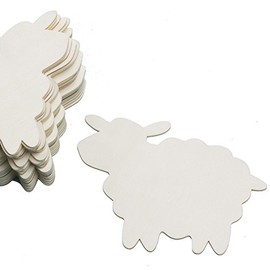 Factory Direct Craft Group of 24 Unfinished Wooden Sheep Cutouts for Kids Crafts, Creating and Embellishing