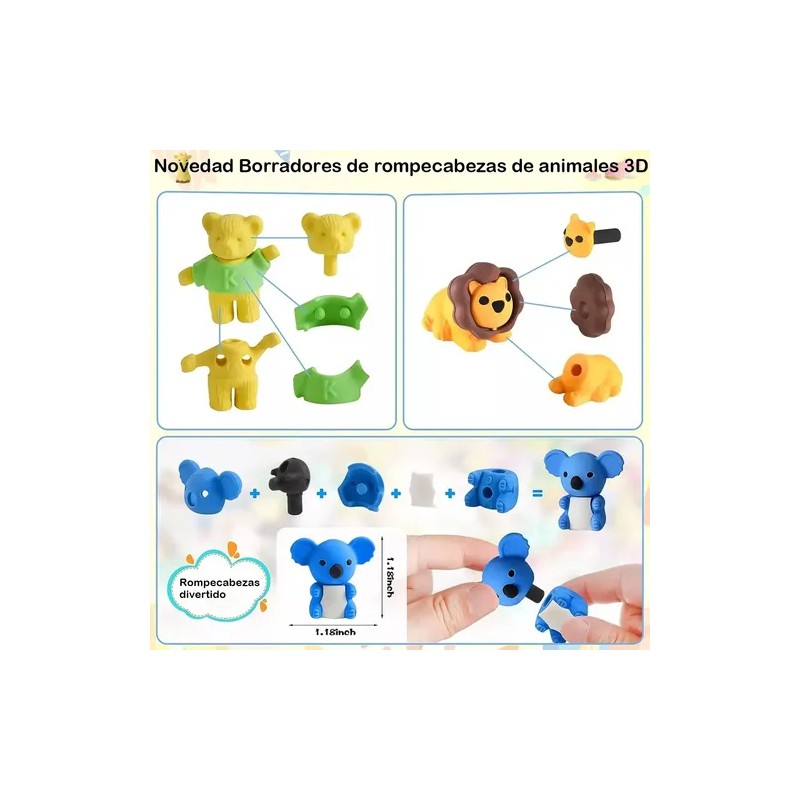 100 Gomas De Borrar De Animales, Material Escolar Para Niños